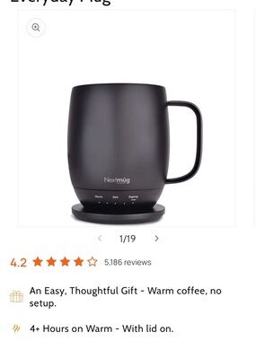 Nextmug Temperature-Controlled, Self-Heating Everyday Mug